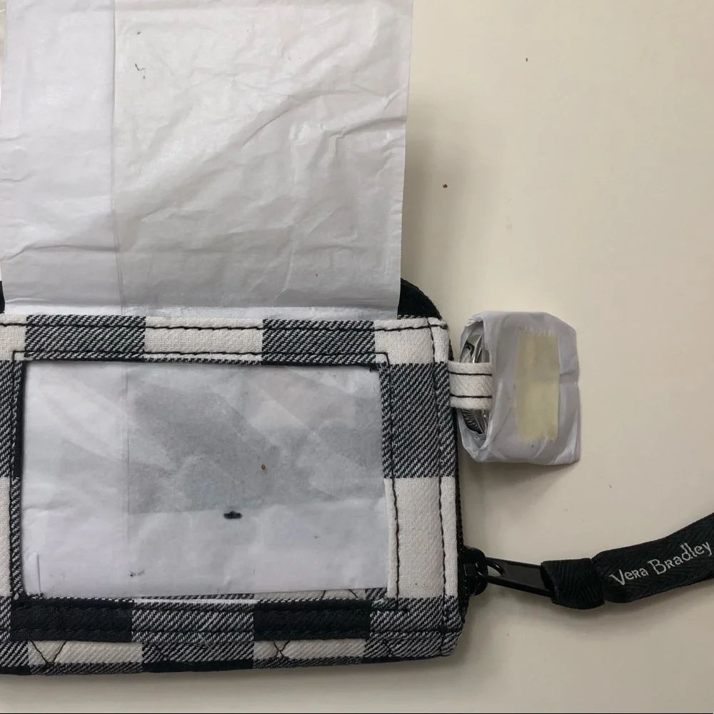 Vera Bradley RDIF Petite Zip-Around Wallet Pearl Buffalo Check